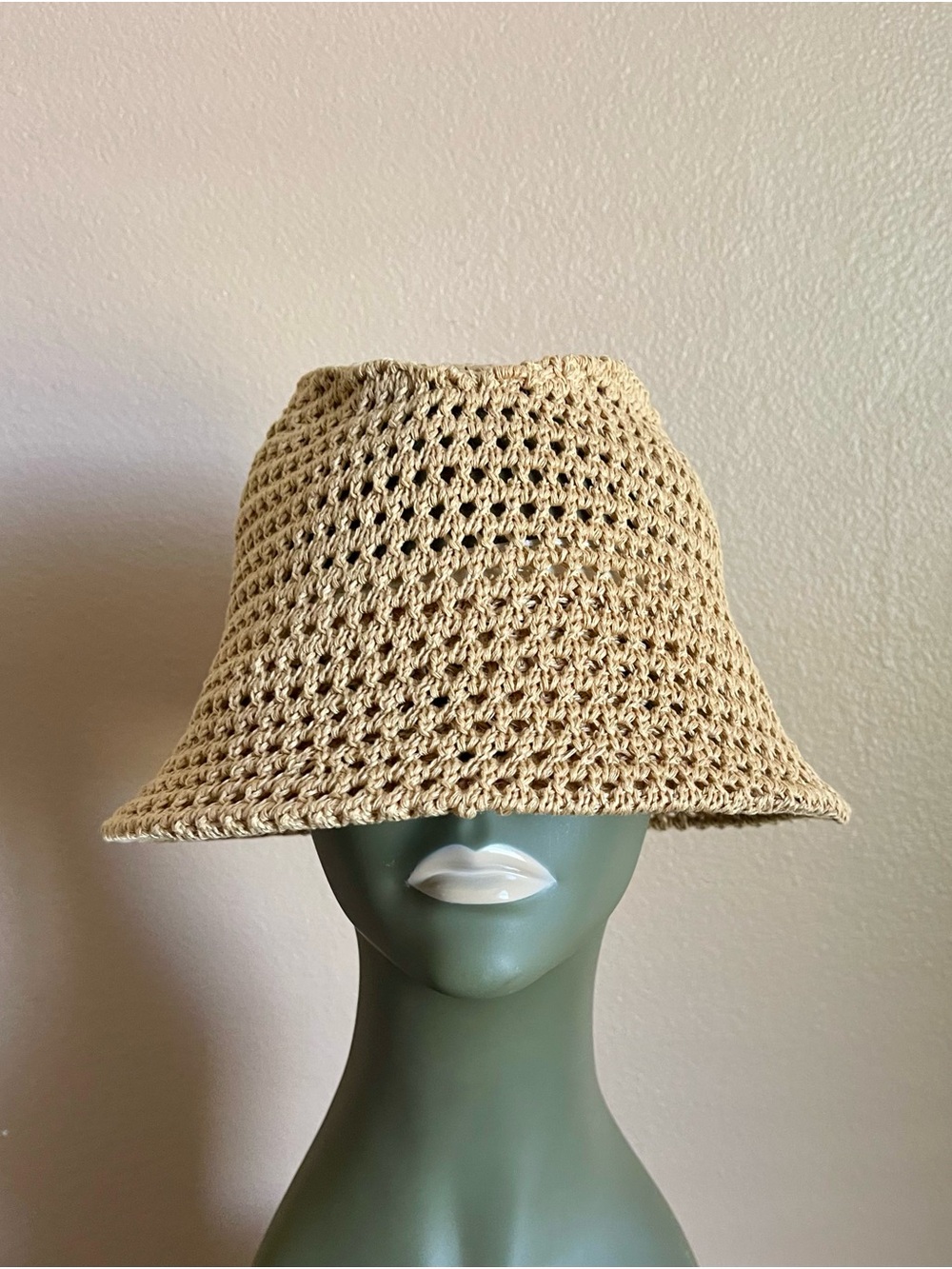 Crochet Bucket Hat in tan— Lightweight Summer Accessory